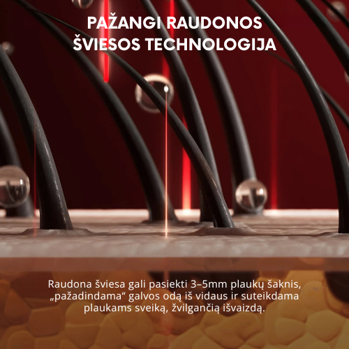 Lura raudonos šviesos galvos masažuoklis