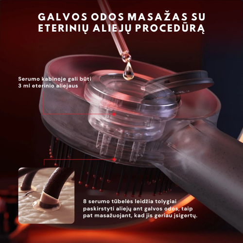 Lura raudonos šviesos galvos masažuoklis